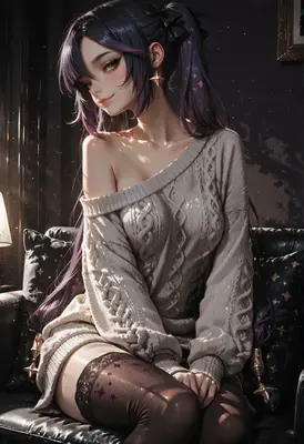 Cozy Evening with Purple Hair Girl