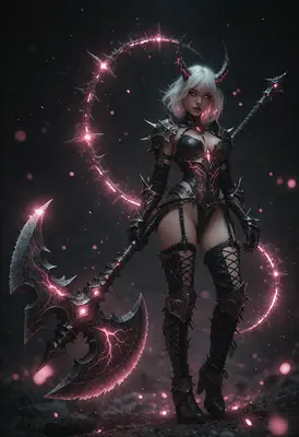 Ethereal Demon Warrior with Glowing Axe