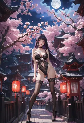 Midnight Cherry Blossom Shrine Beauty