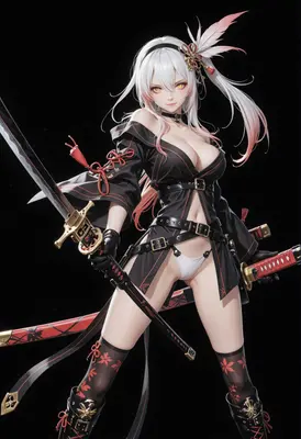 White Haired Samurai Warrior Girl