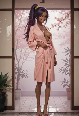 Serene Beauty in Pink Robe