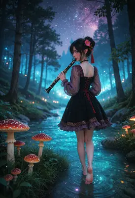 Elf Musician in the Enchanted Forest
