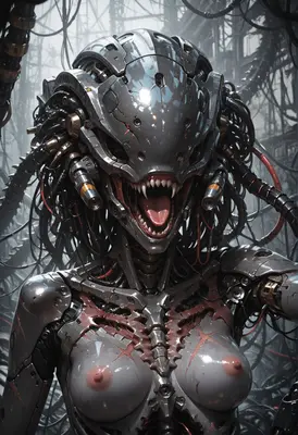 Feral Cybernetic Predator in Industrial Ruins