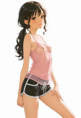 Young Girl in Sheer Pink Tank