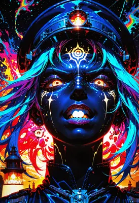 Cosmic Captain with Glowing Eyes