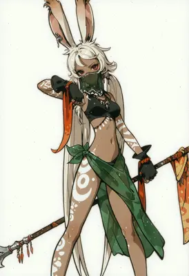 Tribal Bunny Warrior With Ceremonial Spear