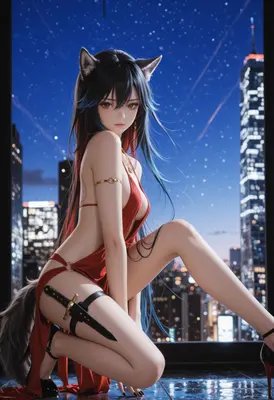 Cat Girl Assassin at Midnight