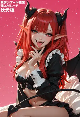 Playful Red Haired Demon Maid