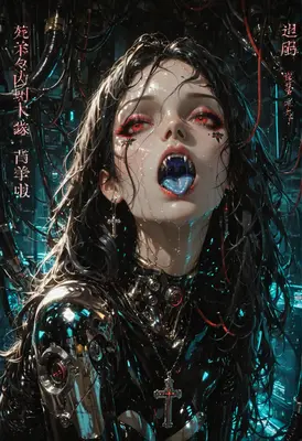 Cybernetic Vampire in the Neon Void