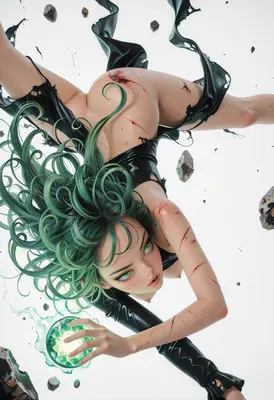 Tatsumaki Unleashing Psychic Power in Battle
