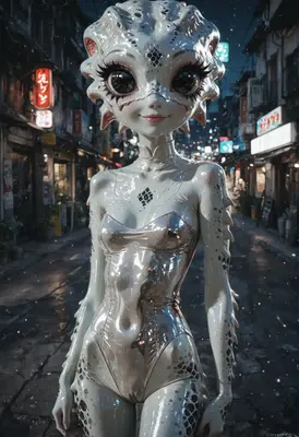 Ethereal Alien Being in Neon City