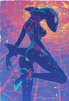 Cosmic Shark Maiden in Neon Dreams