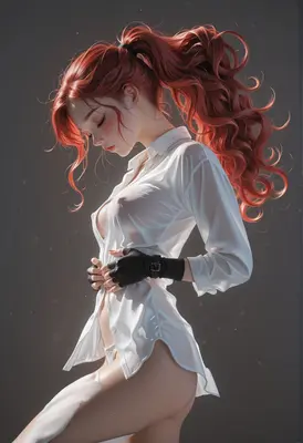 Red Haired Girl in White Shirt