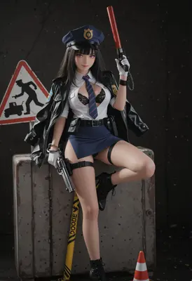 Stylish Anime Police Officer on Duty