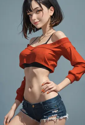 Stylish Girl in Orange Crop Top