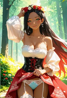 Enchanting Maiden in a Flowery Forest