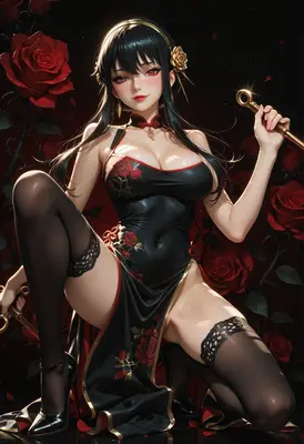 Elegant Assassin Amidst Red Roses
