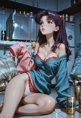 Misato Katsuragi Relaxing After Work