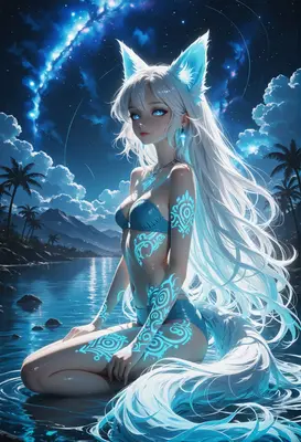 Luminous Fox Spirit Under Starlit Skies