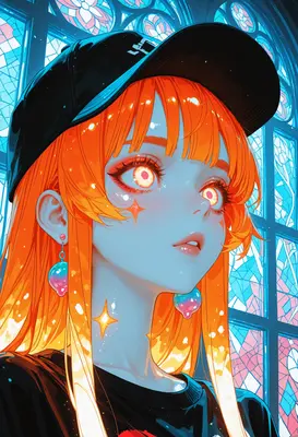 Stained Glass Gaze of Radiant Orange