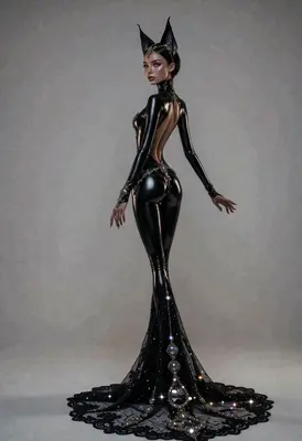 Elegant Black Latex Gown Enchantress