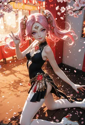 Pink Haired Girl in Festive Attire