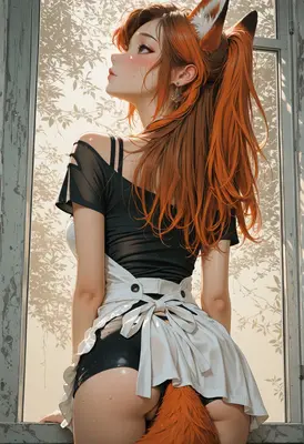 Sunlit Fox Girl by the Window