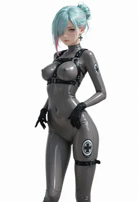 Cybernetic Soldier in Latex Suit