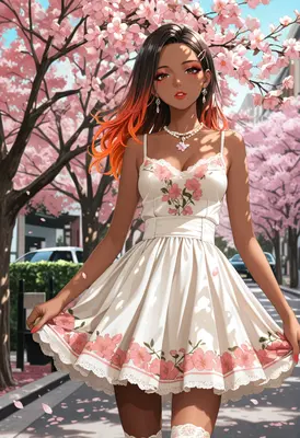 Springtime Stroll Beneath Cherry Blossoms