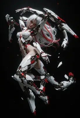 Cyborg Warrior With Floating Mechanical Armor