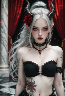 Gothic Succubus with Rose Tattoo