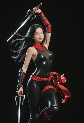 Serene Kunoichi With Dual Sai Blades