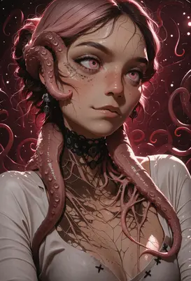 Ethereal Girl with Pink Tentacles