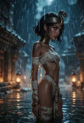 Enigmatic Mummy Princess in the Rain