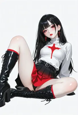 Gothic Style Anime Girl in Red