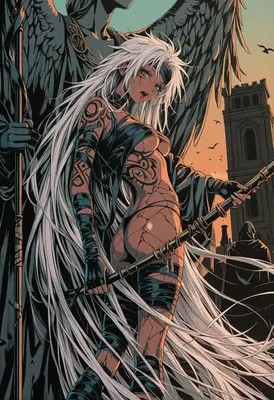 Dark Angel Warrior with Tribal Tattoos