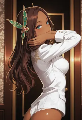 Elegant Beauty with Butterfly Ornament
