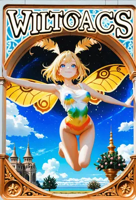 Cheerful Moth Fairy in Rainbow Bodysuit