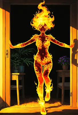 Fiery Spirit Emerging From The Shadows