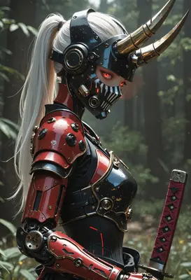 Cybernetic Oni Warrior in Forest