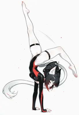 Cat Girl Acrobat in Leotard