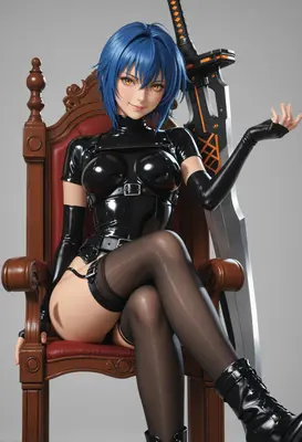 Blue Haired Warrior on Throne