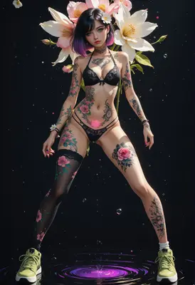 Tattooed Beauty With Floral Aura