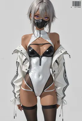Cybernetic Streetwear Girl with Mask
