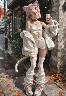 Cute Cat Girl Taking a Selfie