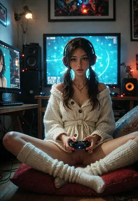 Cozy Gamer Girl in Her Room
