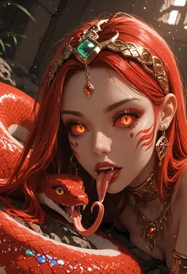 Serpent Queen with Fiery Red Eyes