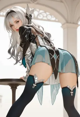 Silver Haired Beauty in Futuristic Attire