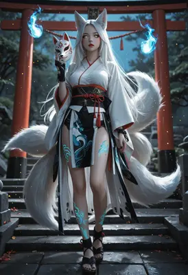 Mystical Kitsune Guardian of the Shrine
