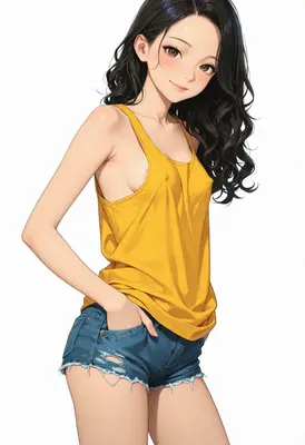 Casual Summer Girl in Yellow Tank